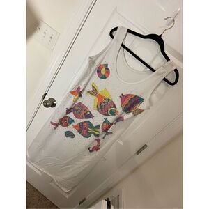 Colesce Collection swim suit cover up or pajamas sleeveless fish 3X